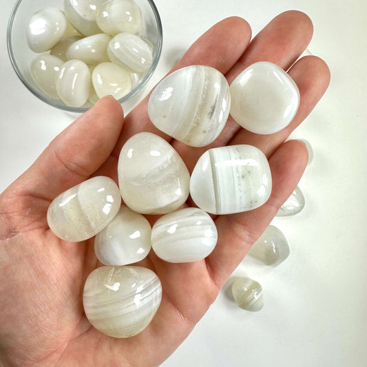 Agat hvid fredsagat lommesten