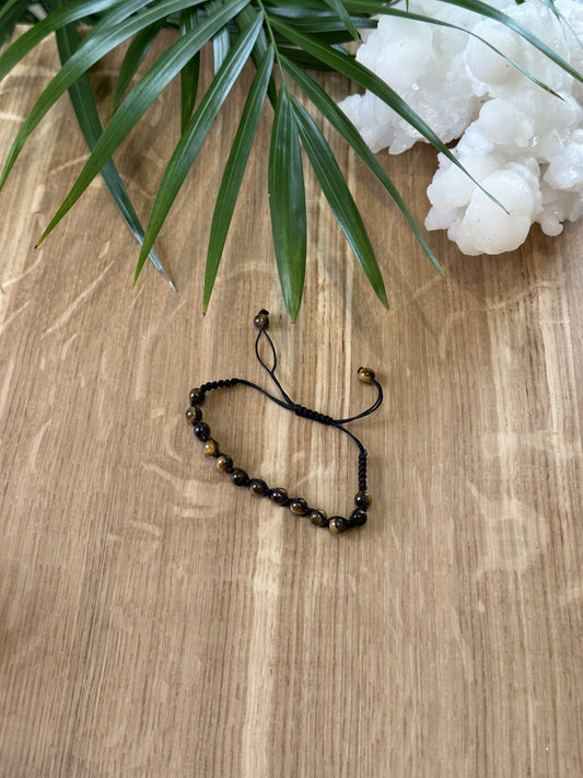 Armbånd Tigerøje 6mm knyttet bånd - 10stk.