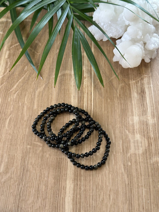 Armbånd Obsidian 6mm - 5stk.