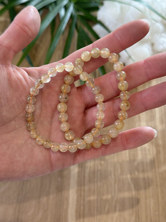 Armbånd Rutilkvarts 6mm - 5stk.