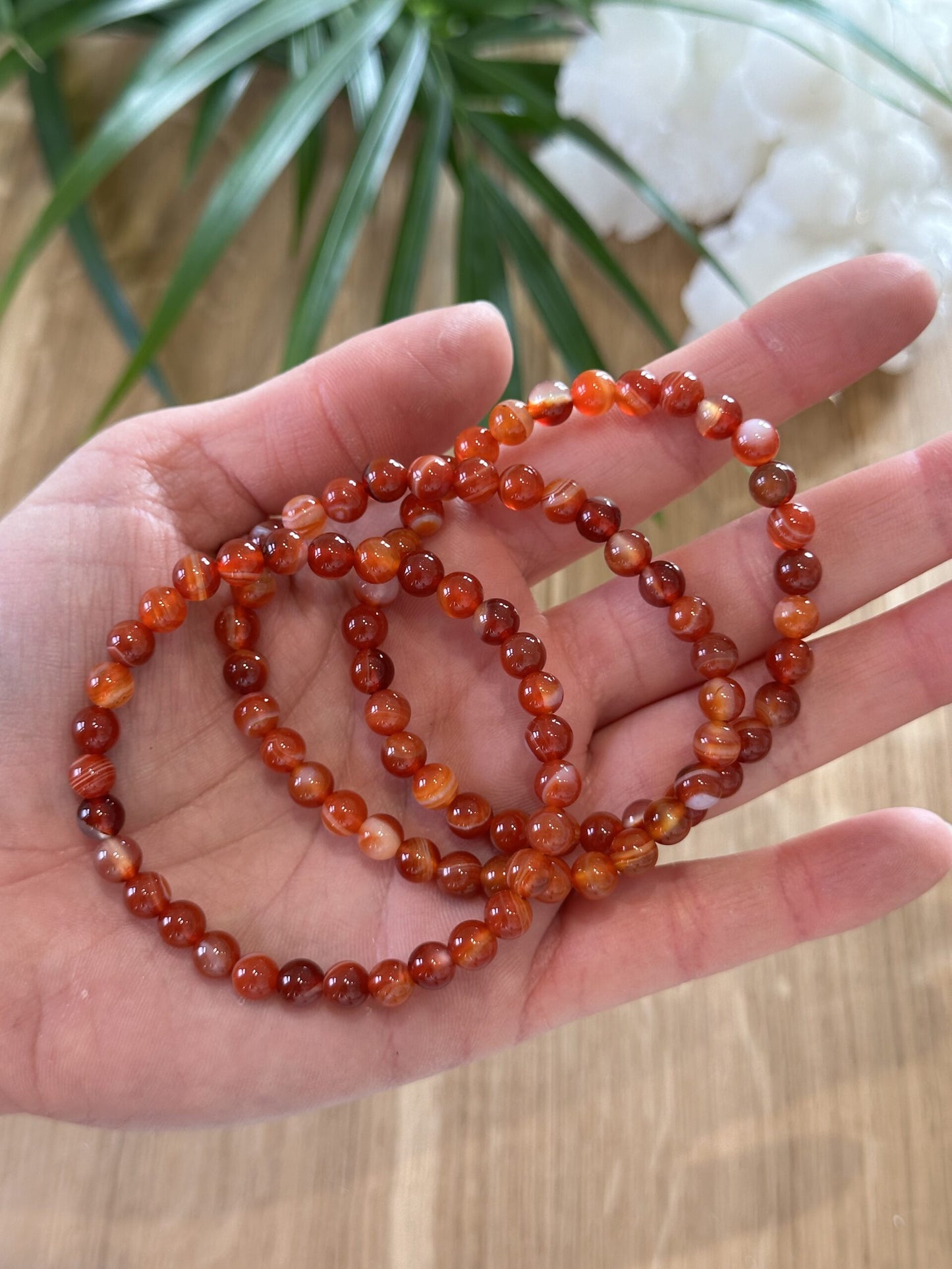 Armbånd rød agat 6mm - 5stk.