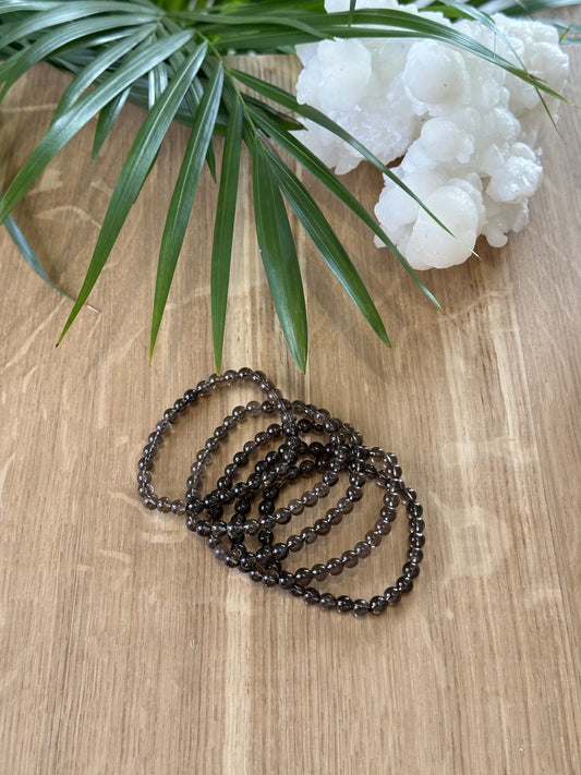 Armbånd røgkvarts 6mm - 5stk.