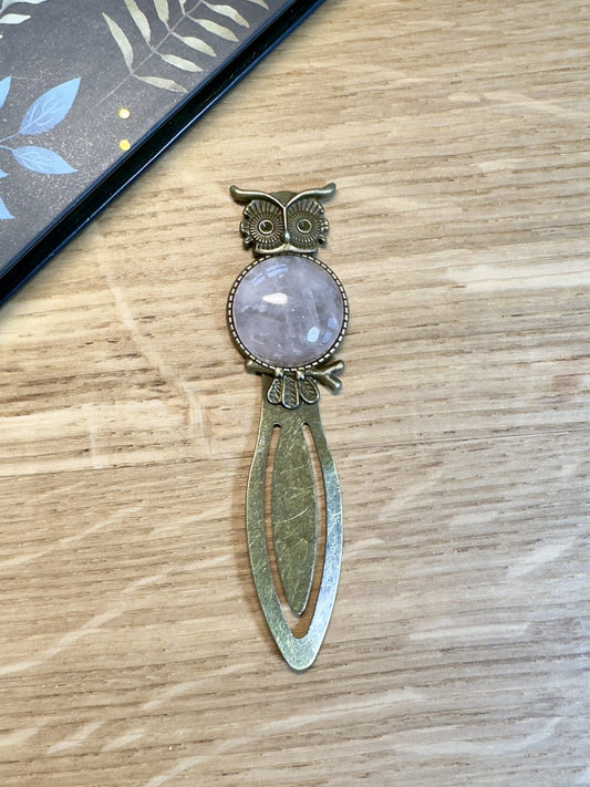 Bogmærke rosenkvarts ugle