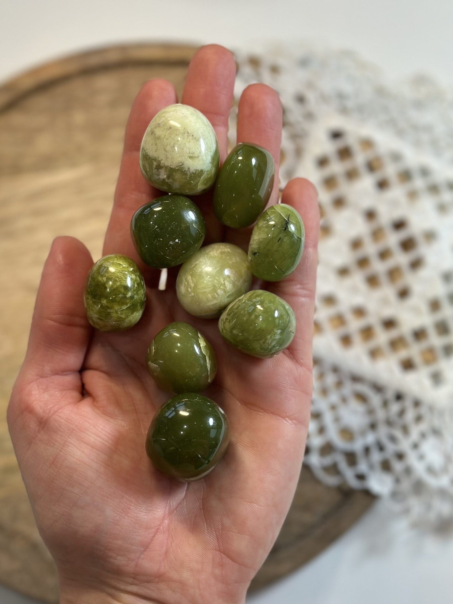 Grøn jade lommesten 2-3cm 500 Gram