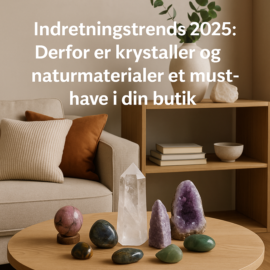 Indretningstrends 2025: Derfor er krystaller og naturmaterialer et must-have i din butik