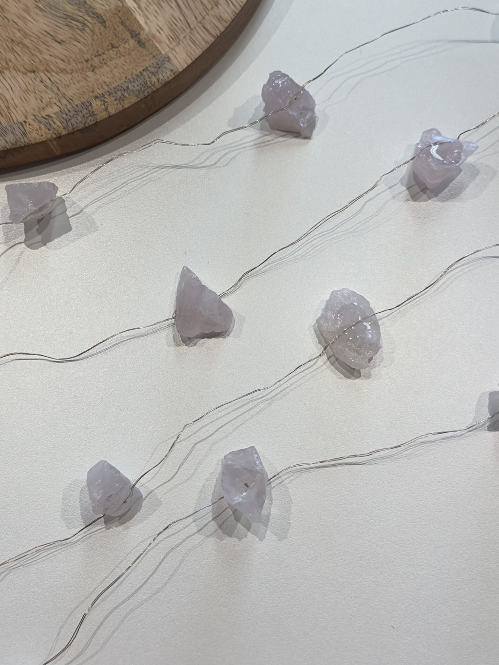 Lyskæde rå rosenkvarts 2m