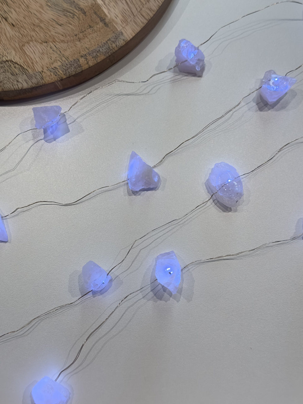 Lyskæde rå rosenkvarts 2m