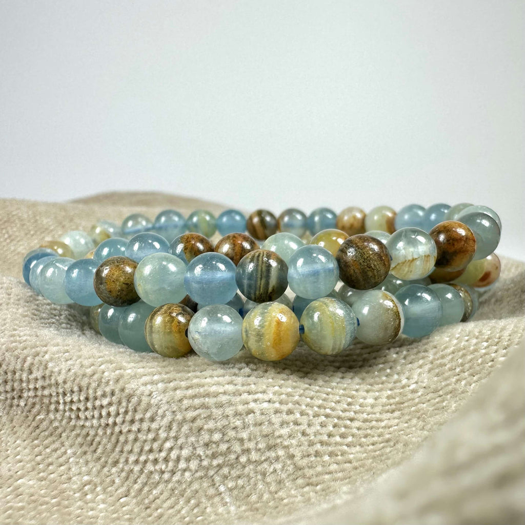 Akvatin lemurie calcit armbånd 6mm