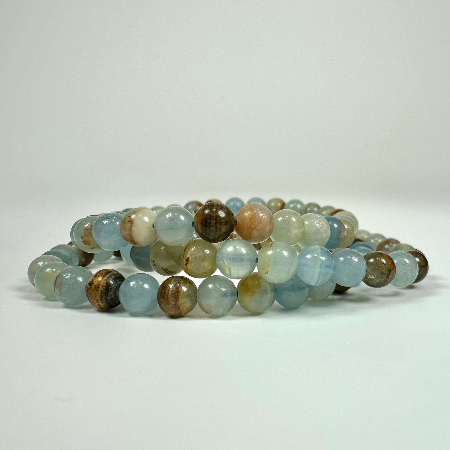 Akvatin lemurie calcit armbånd 6mm