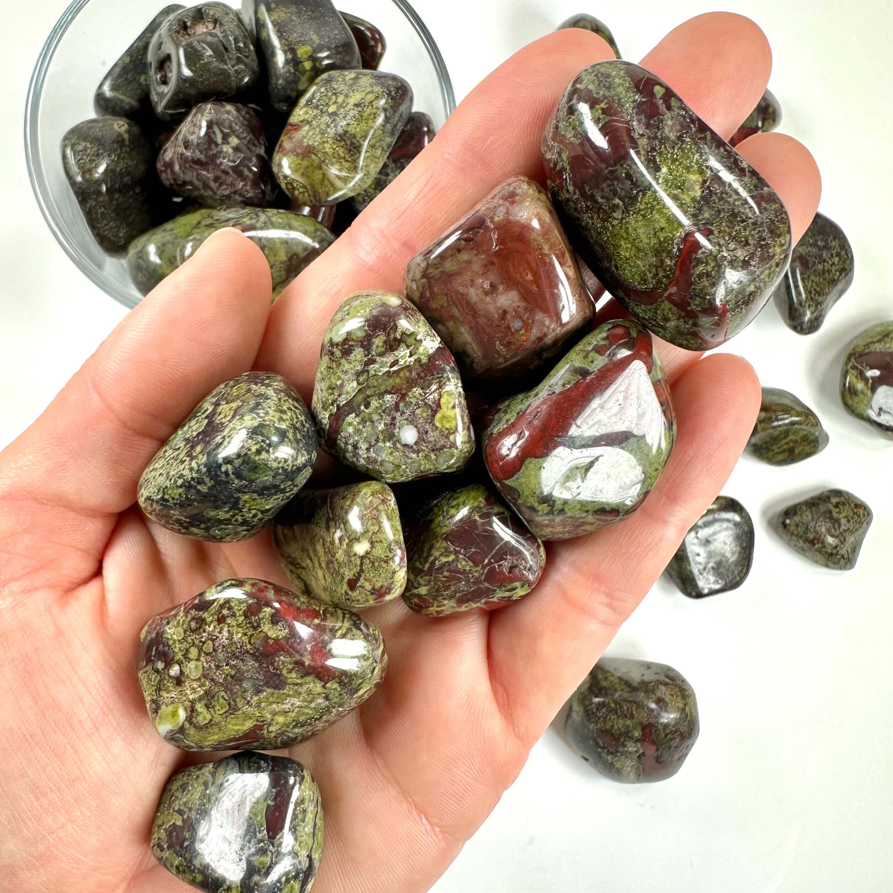 Epidot drageblod lommesten