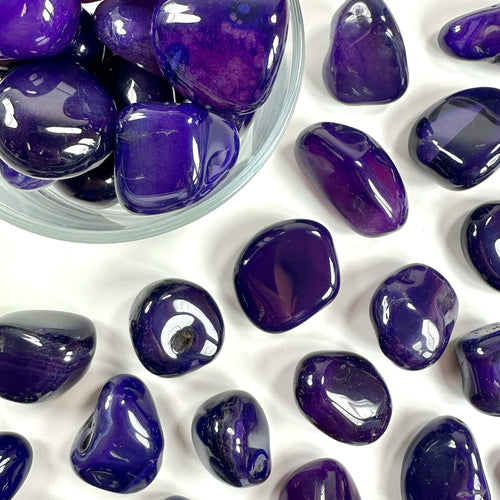 Agat lilla (farvet) lommesten