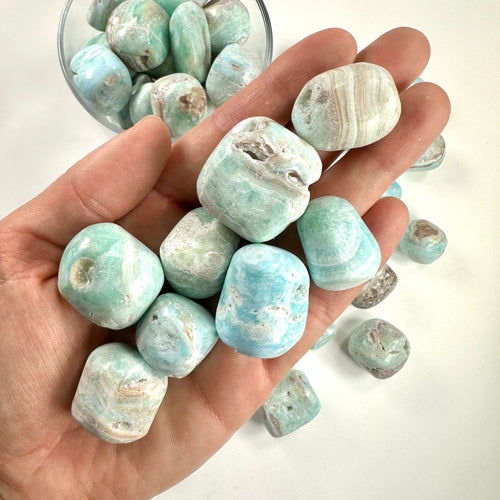 Aragonit hemimorphit blå lommesten