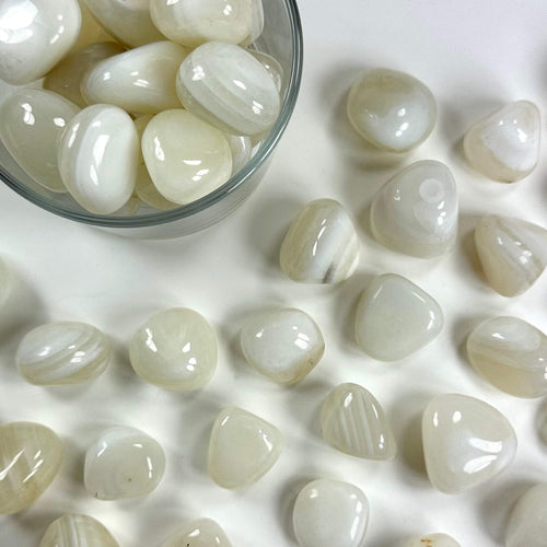 Agat hvid fredsagat lommesten