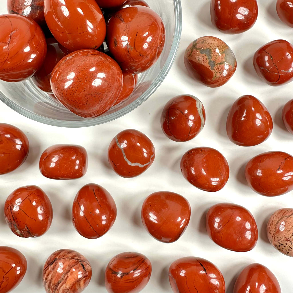 Jaspis rød lommesten