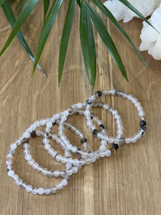 Armbånd agat natur 6mm - 5stk.