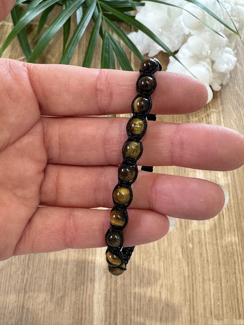 Armbånd Tigerøje 6mm knyttet bånd - 10stk.