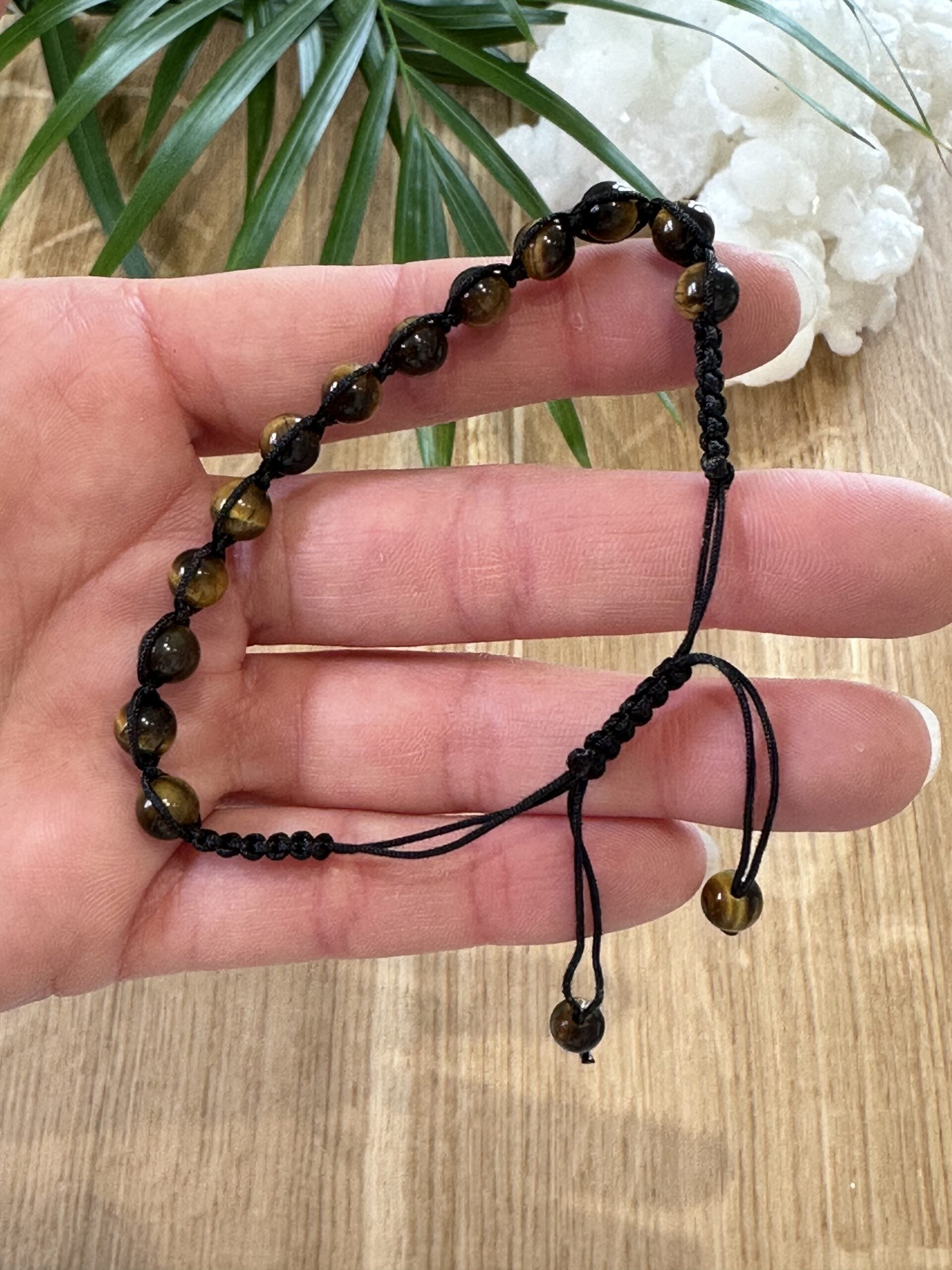 Armbånd Tigerøje 6mm knyttet bånd - 10stk.