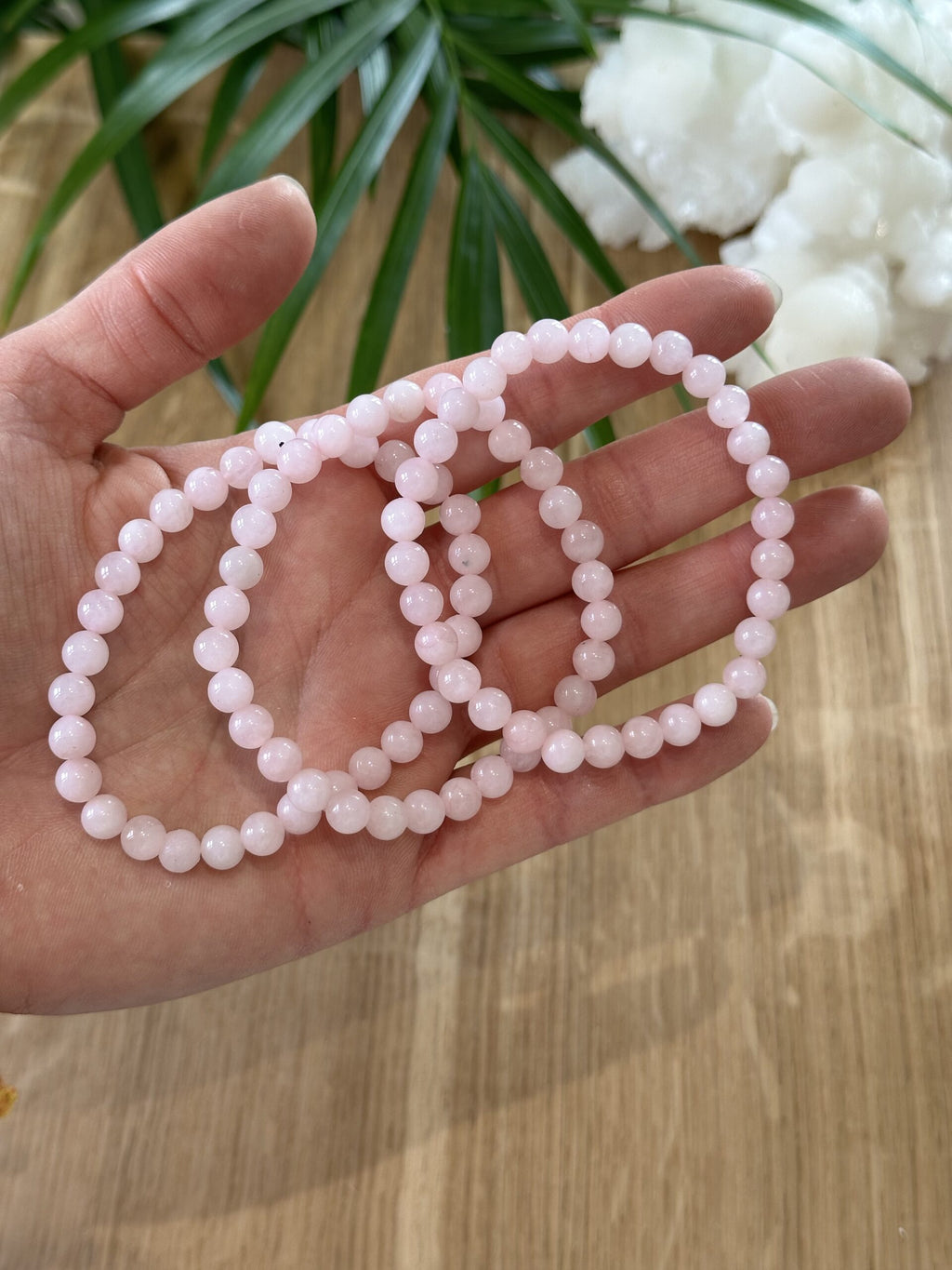 Armbånd Rosenkvarts 6mm - 5stk.