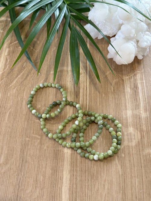 Armbånd grøn jade 6mm - 5stk.