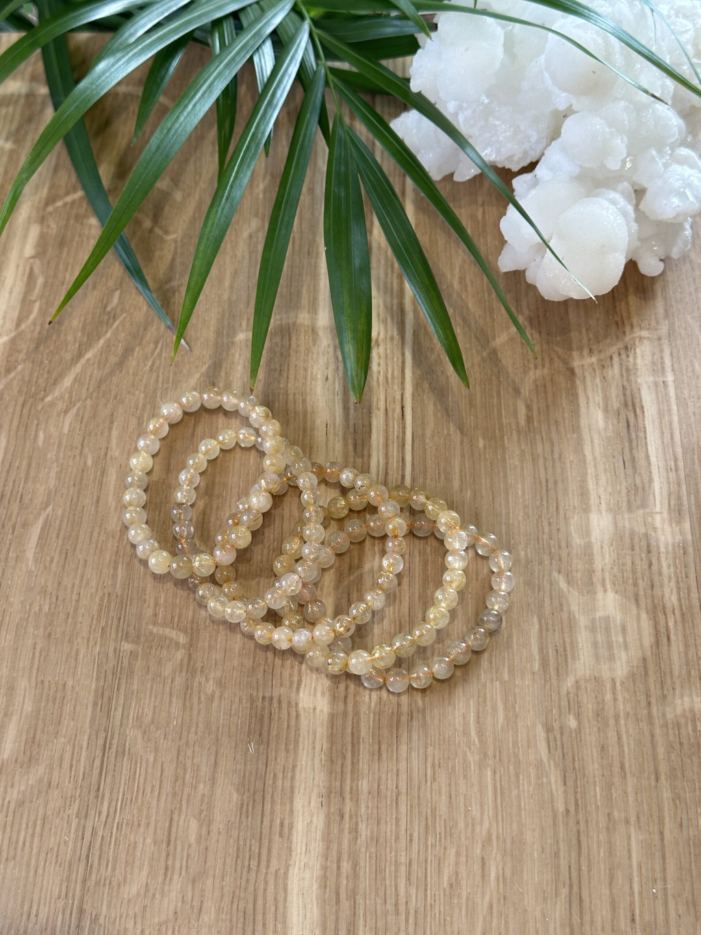 Armbånd Rutilkvarts 6mm - 5stk.