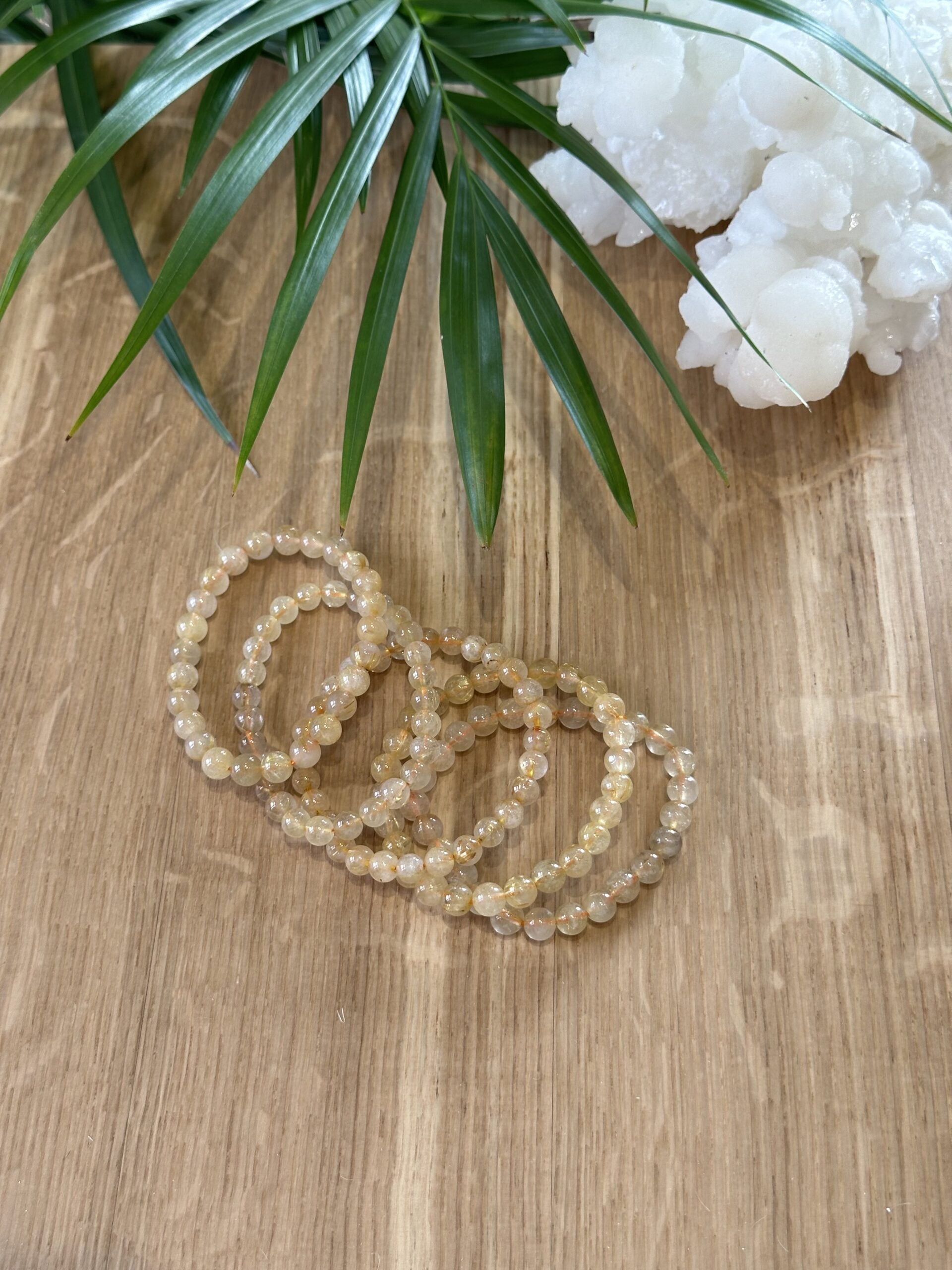 Armbånd Rutilkvarts 6mm - 5stk.