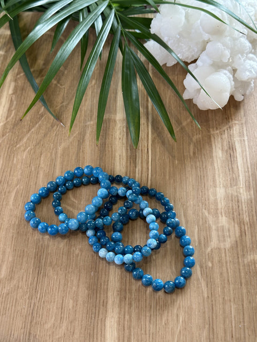 Armbånd blå apatit 7-9mm - 5stk.