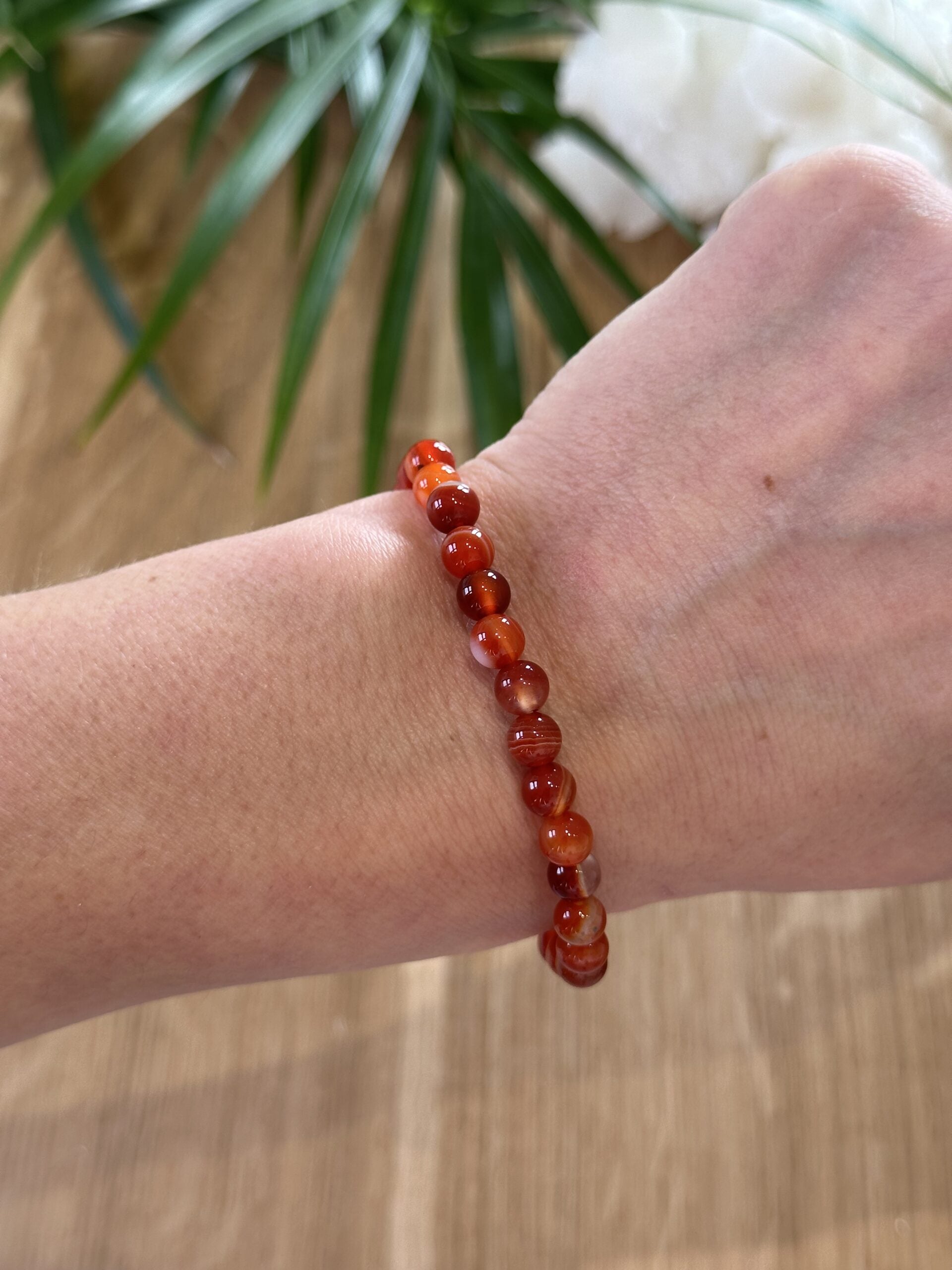 Armbånd rød agat 6mm - 5stk.