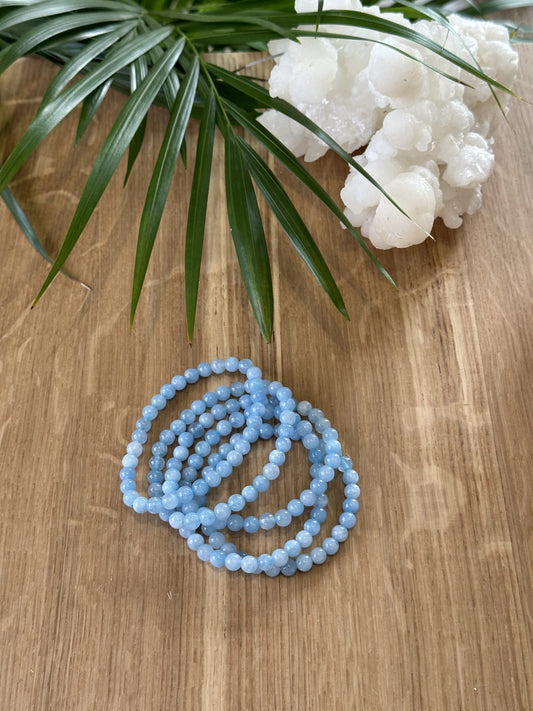 Armbånd Akvamarin 6mm - 5stk.