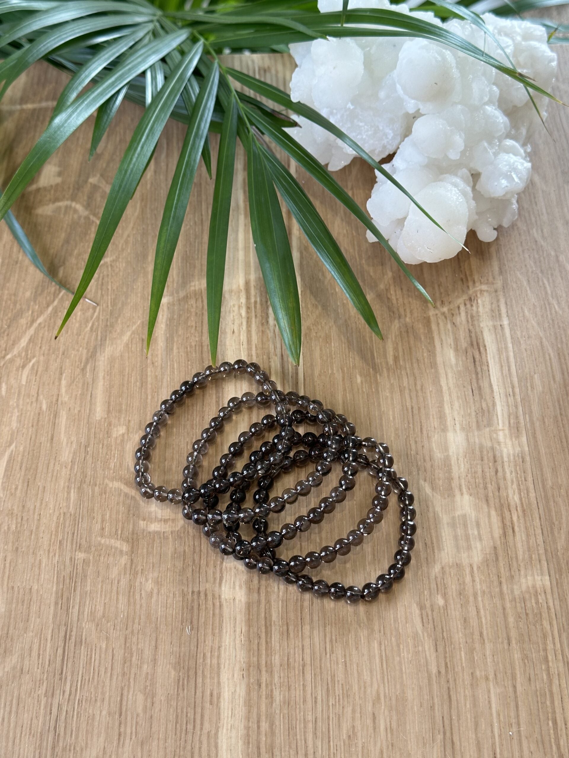 Armbånd røgkvarts 6mm - 5stk.