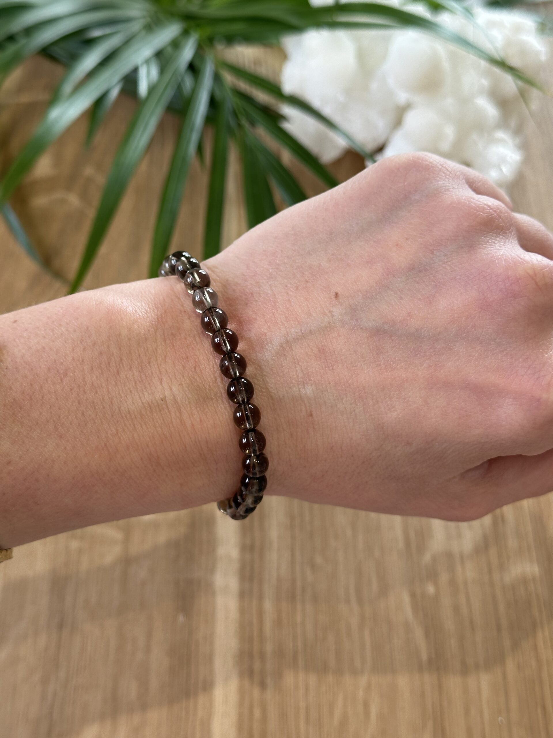 Armbånd røgkvarts 6mm - 5stk.