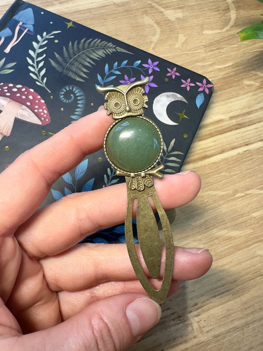 Bogmærke grøn aventurin ugle