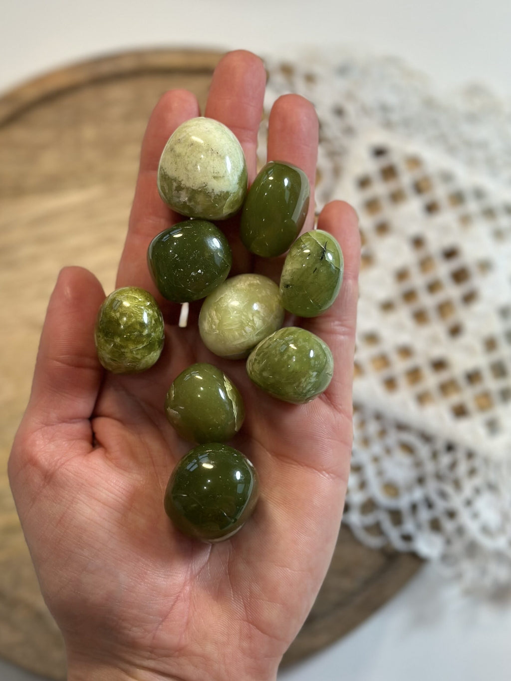 Grøn jade lommesten 2-3cm 500 Gram